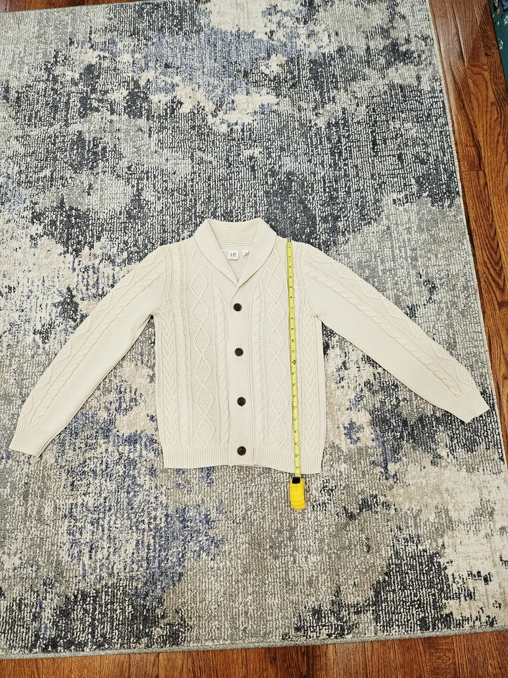 GAP Cream Cable-Knit Shawl Collar Cardigan